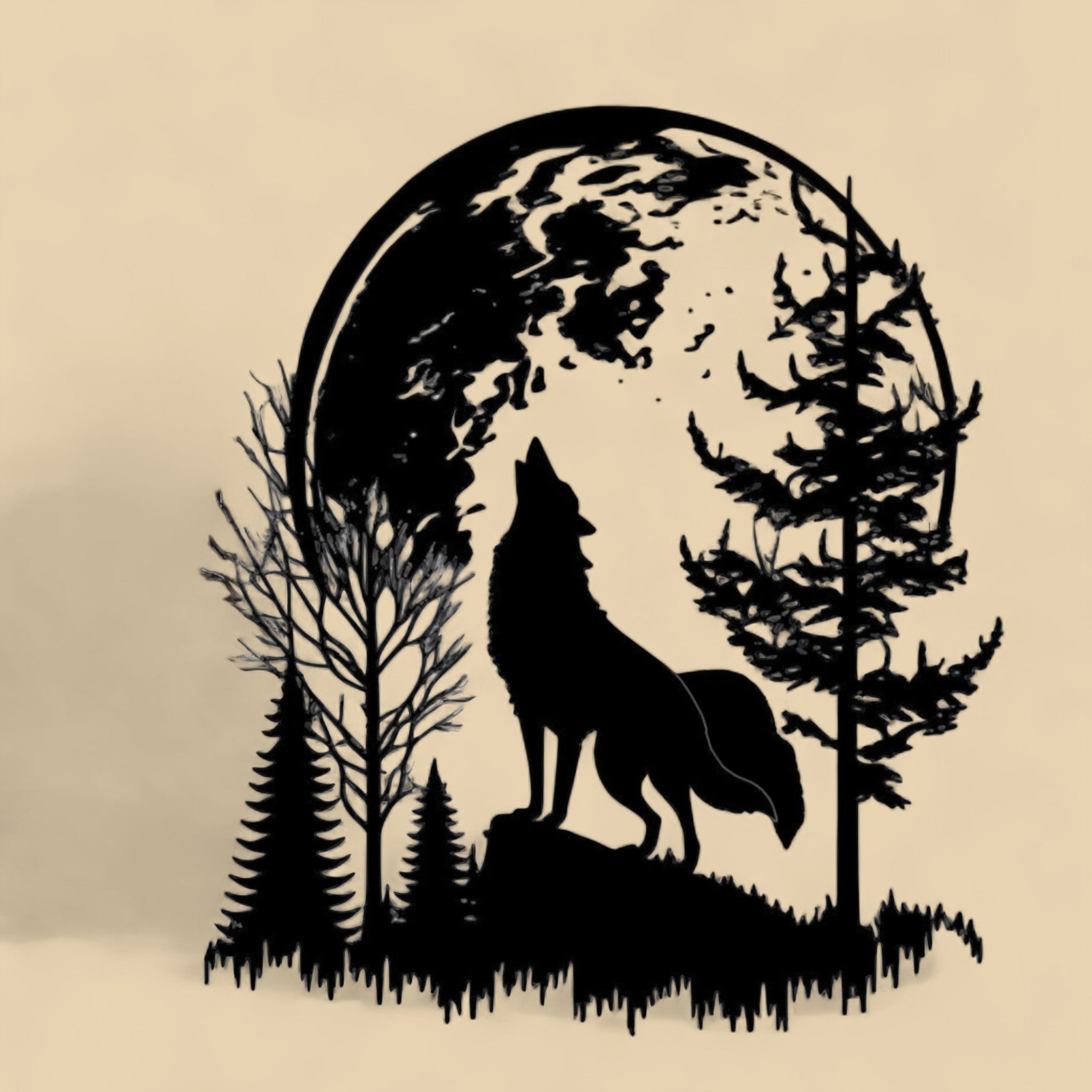 Tableau mural "Loup Lunaire" CREAFAMAX