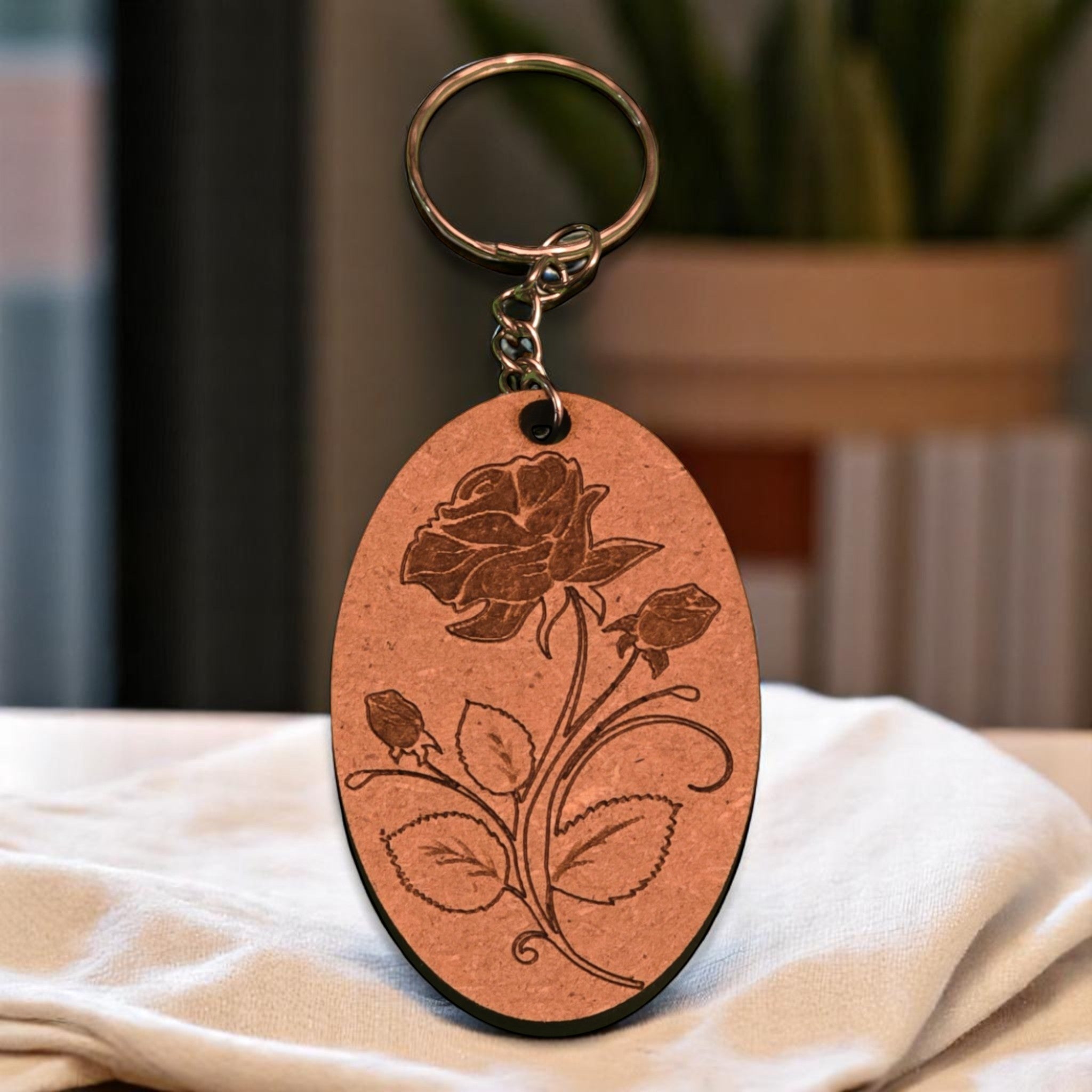 Porte-clés "Rose gravée" CREAFAMAX