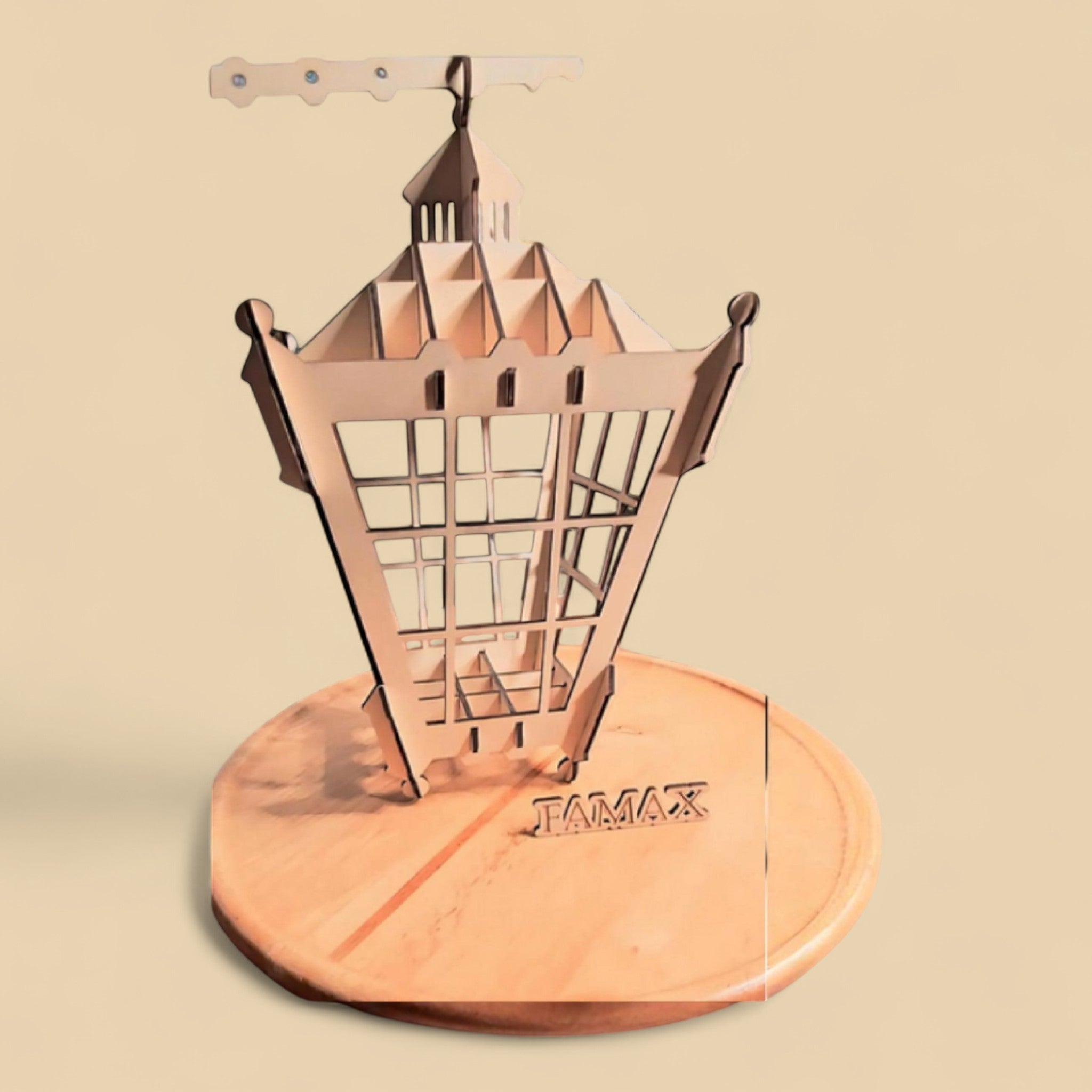 Lanterne en bois design CREAFAMAX – modèle architectural découpé laser