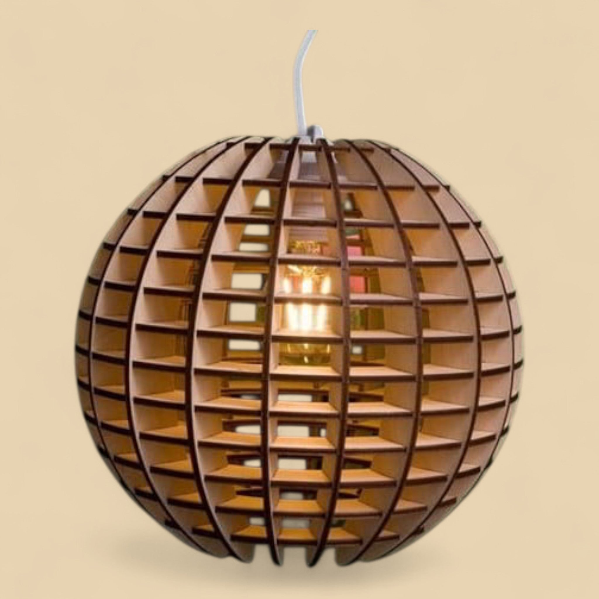 Ellipse Lumière – Suspension bois ajourée elliptique CREAFAMAX