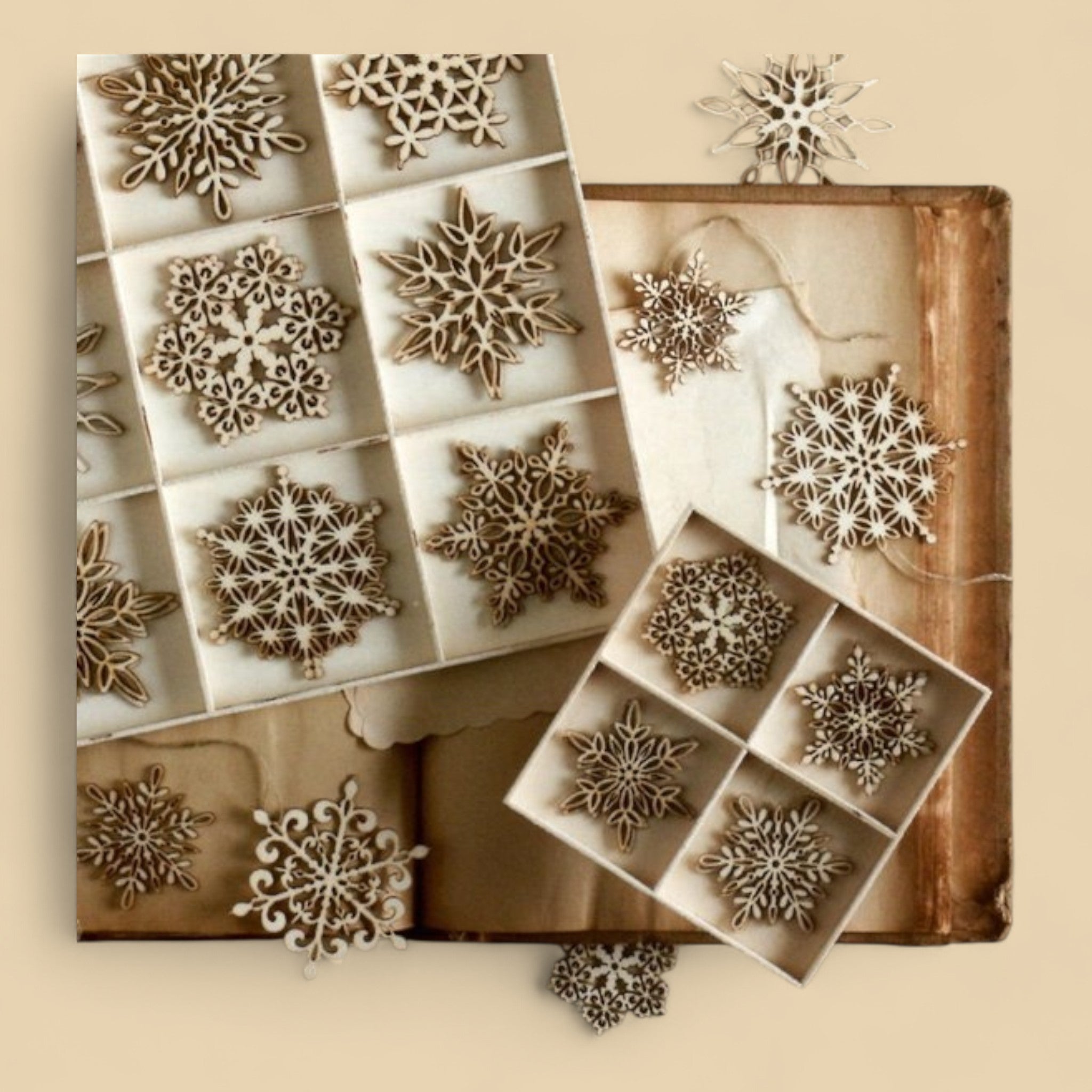 Lot d’Ornements de Noël en Bois CREAFAMAX