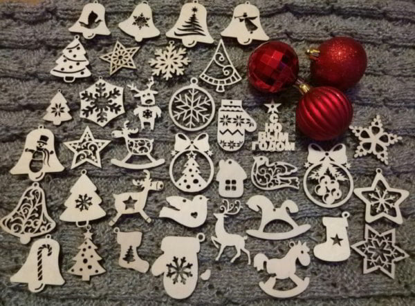 Lot d’Ornements de Noël en Bois CREAFAMAX