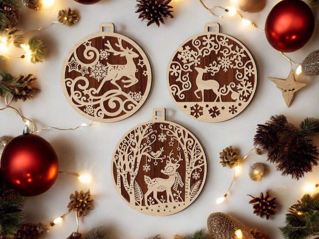 Lot d’Ornements de Noël en Bois CREAFAMAX