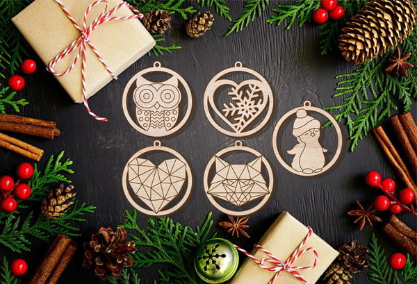 Lot d’Ornements de Noël en Bois CREAFAMAX