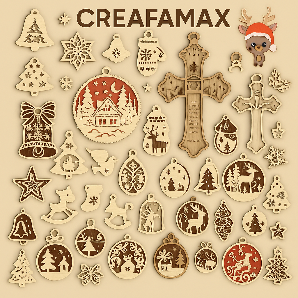 Lot d’Ornements de Noël en Bois CREAFAMAX