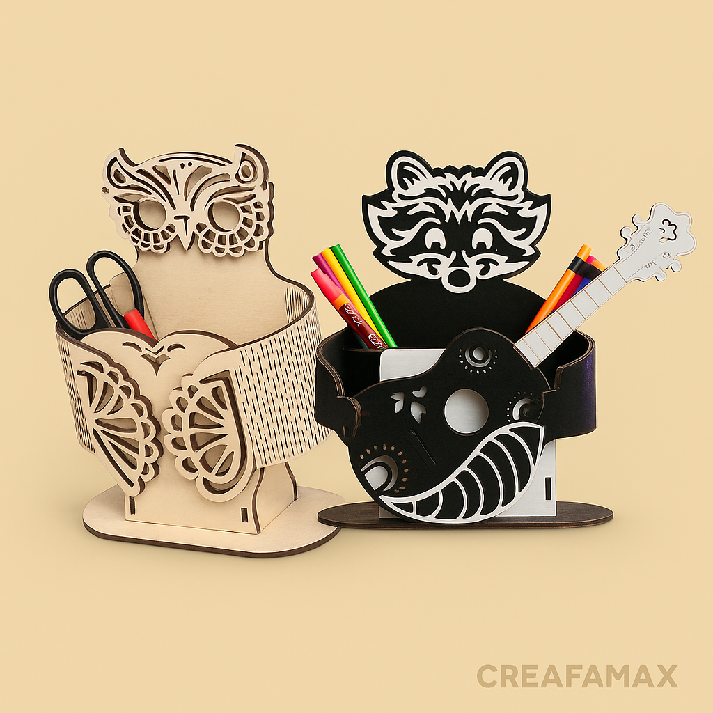 Porte-crayons Animaux – Hibou & Raton CREAFAMAX