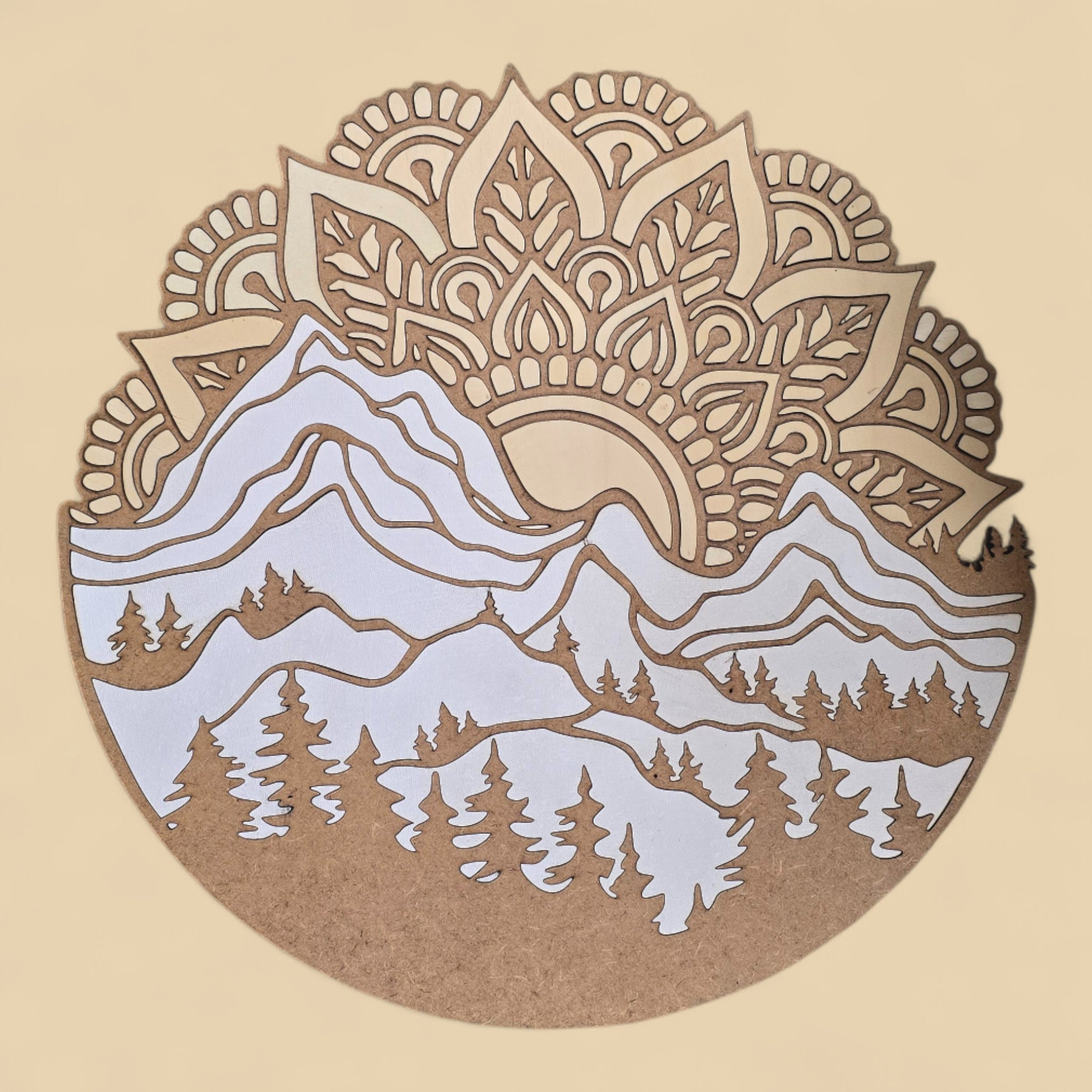 Tableau mural mandala montagne en bois – CFX-WALL-MANDALA-MOUNTAIN-3MM