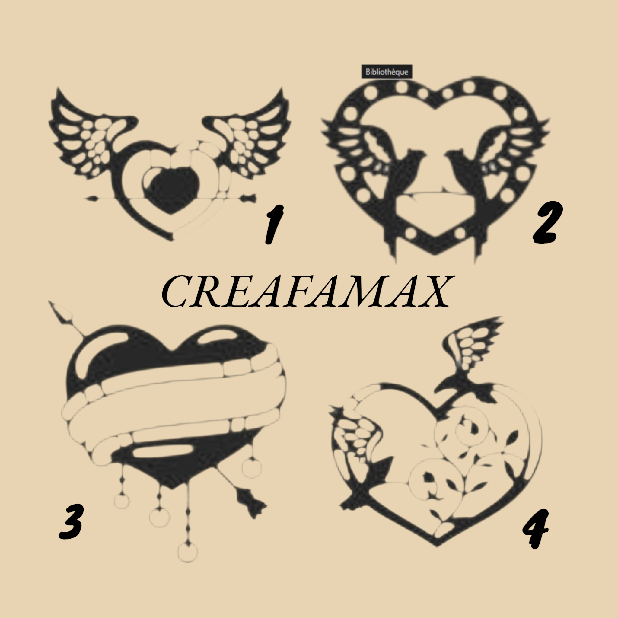 Fiche Produit – Pièces en bois Cœurs Expressifs CREAFAMAX