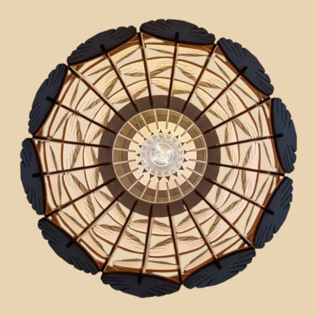 Lueur Monstera – Lampe sculpturale en bois CREAFAMAX