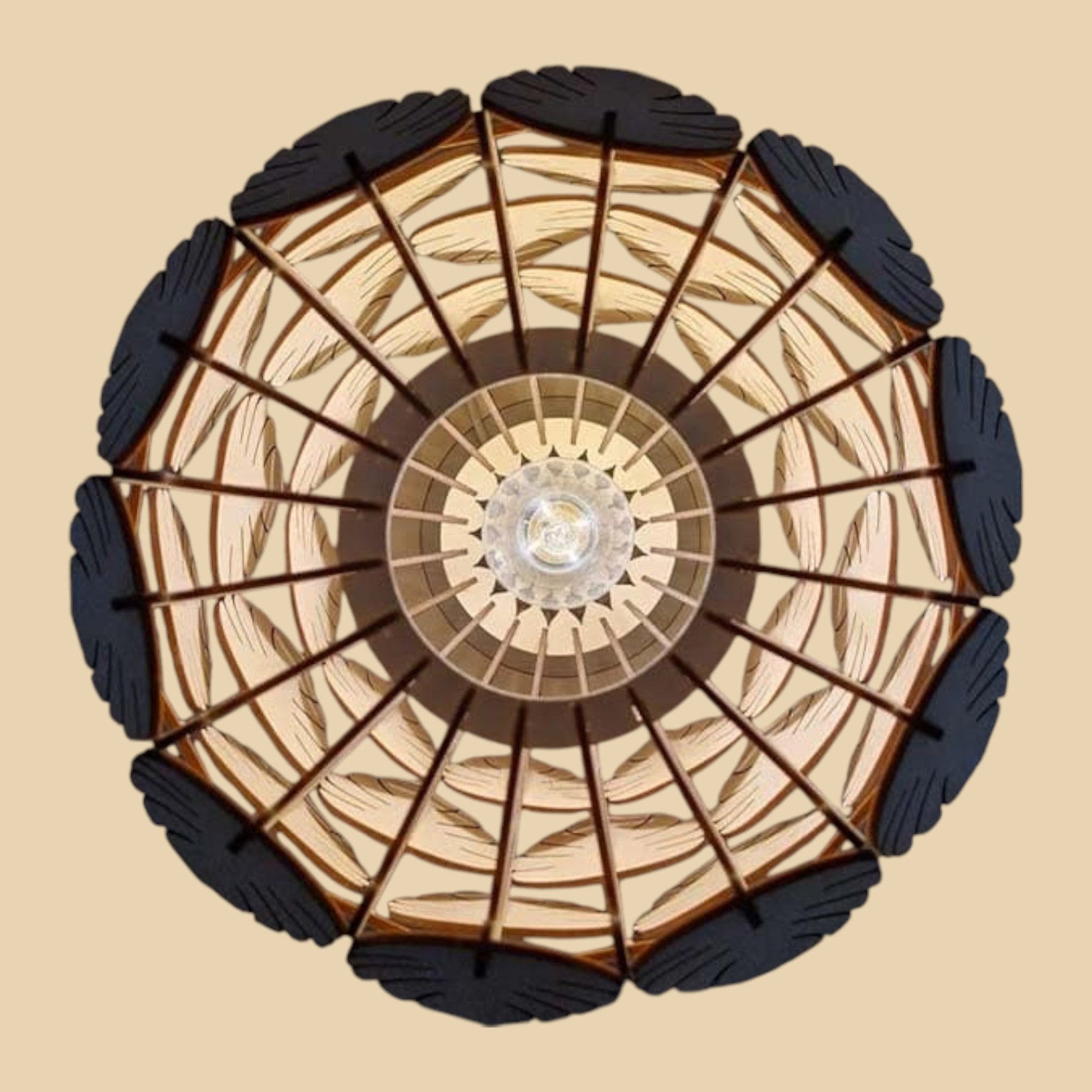 Lueur Monstera – Lampe sculpturale en bois CREAFAMAX