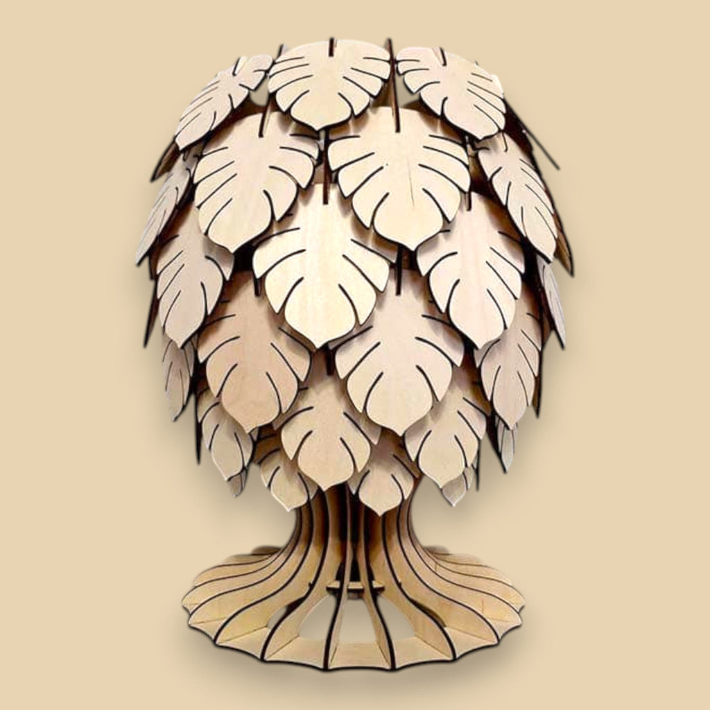 Lueur Monstera – Lampe sculpturale en bois CREAFAMAX