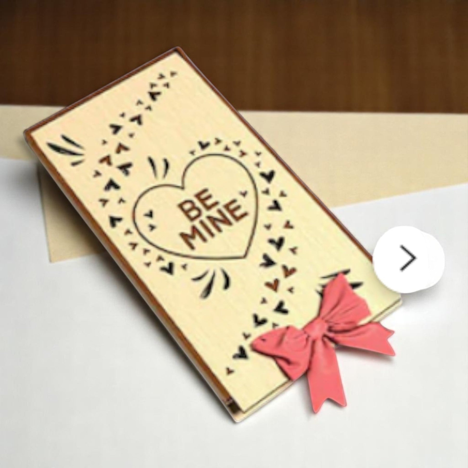 Carte Bois Émotion – Message découpé & ruban CREAFAMAX