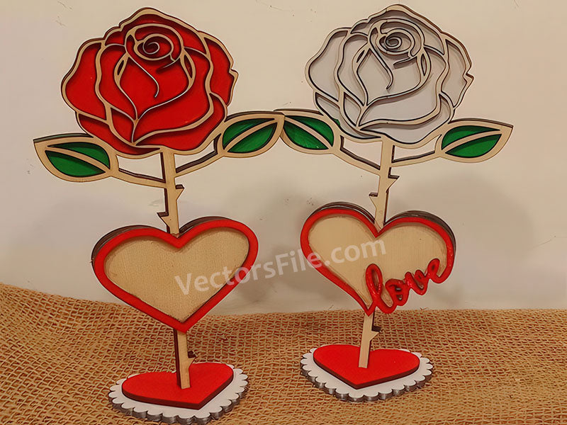 Cœur de Rose – Fleur en bois CREAFAMAX