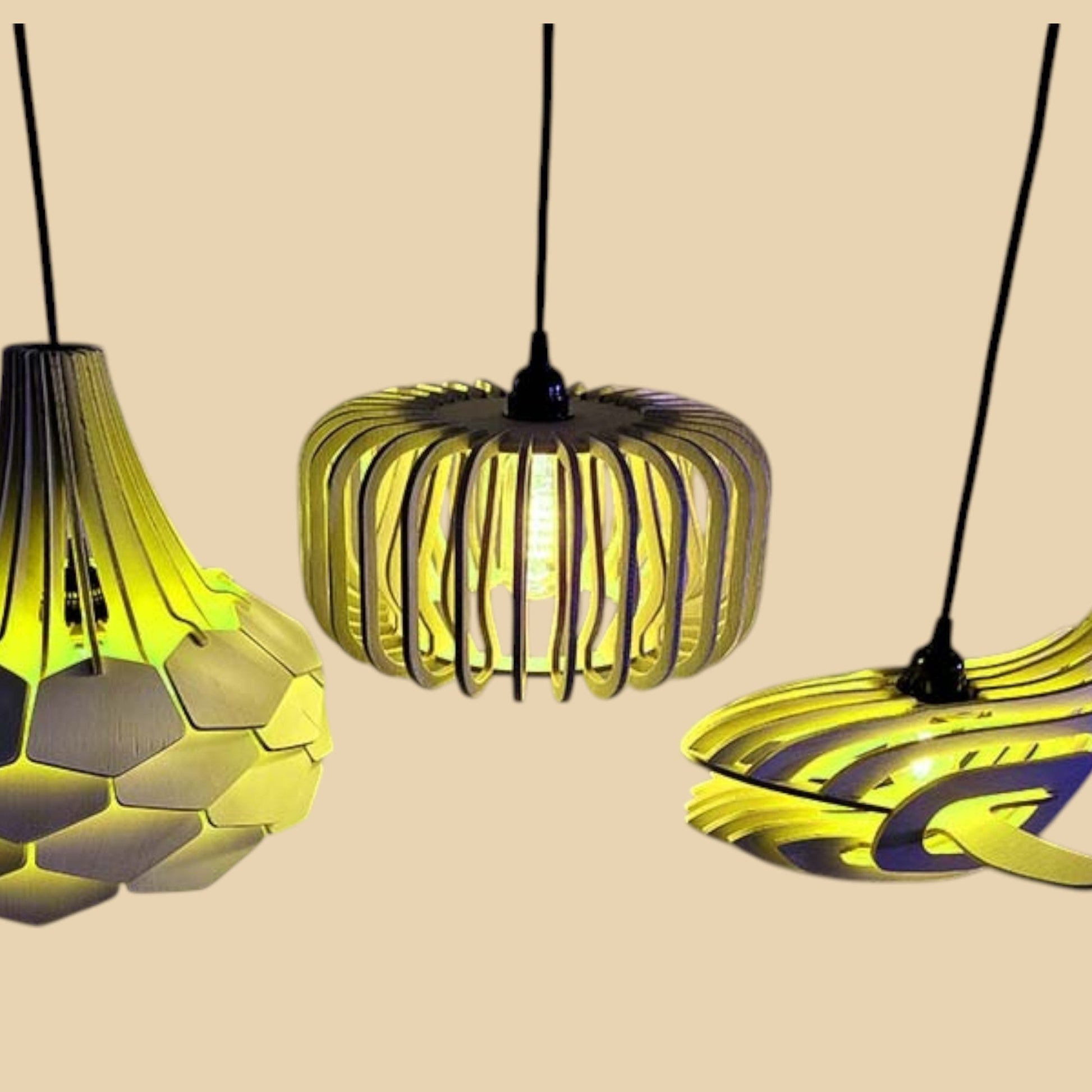 Trio Lumineux – Suspensions en bois design CREAFAMAX