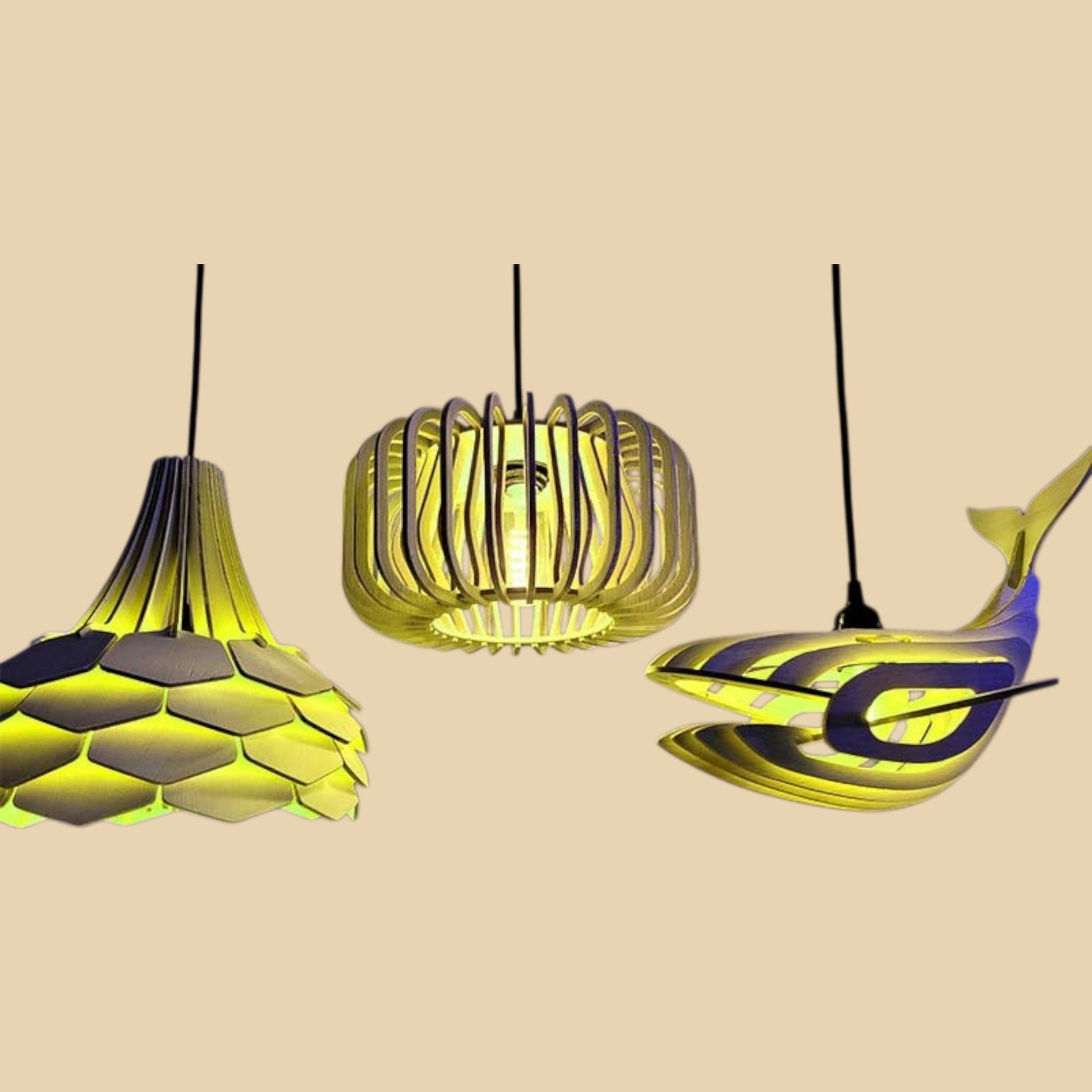 Trio Lumineux – Suspensions en bois design CREAFAMAX