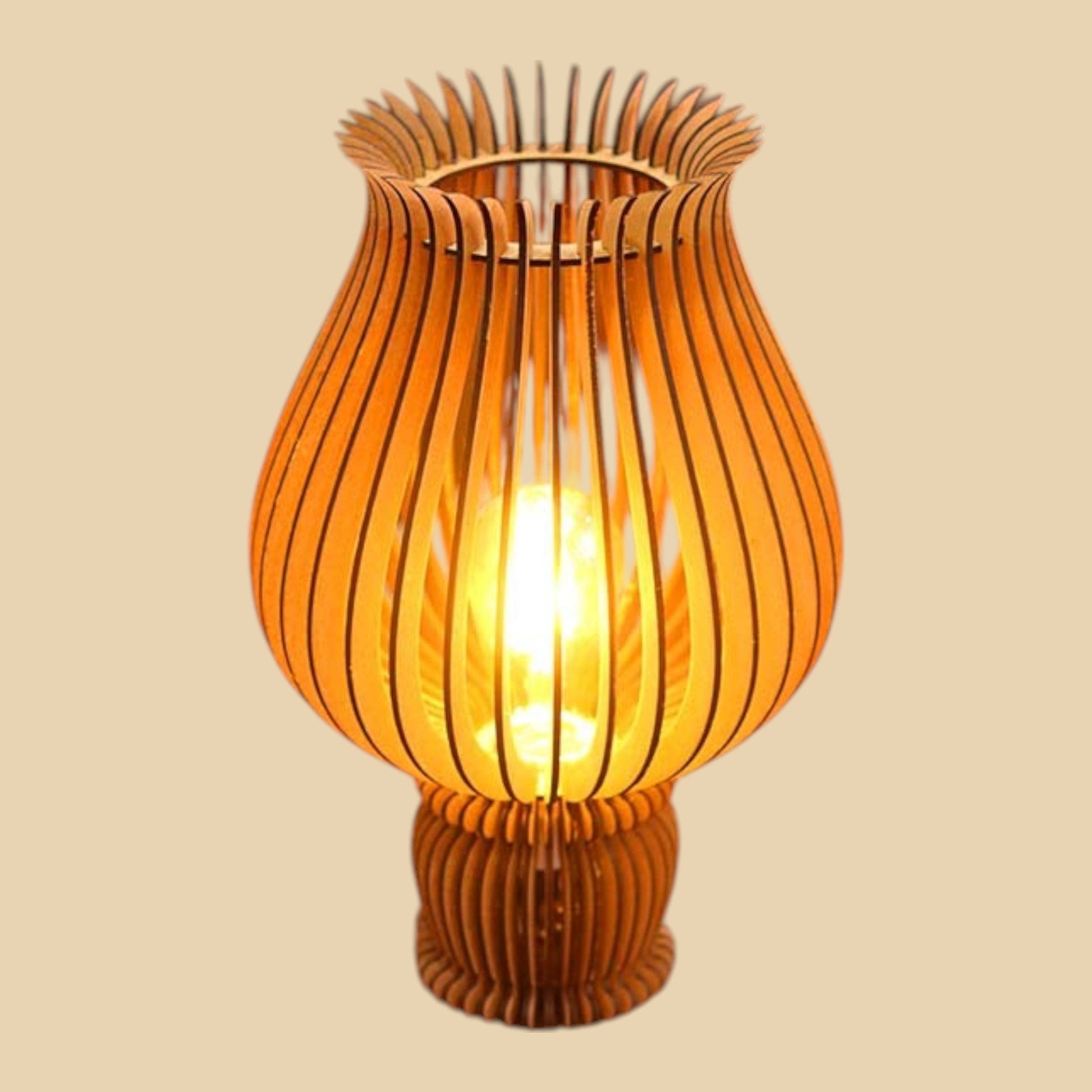 Éclat Tulipe – Lampe design ajourée en bois CREAFAMAX
