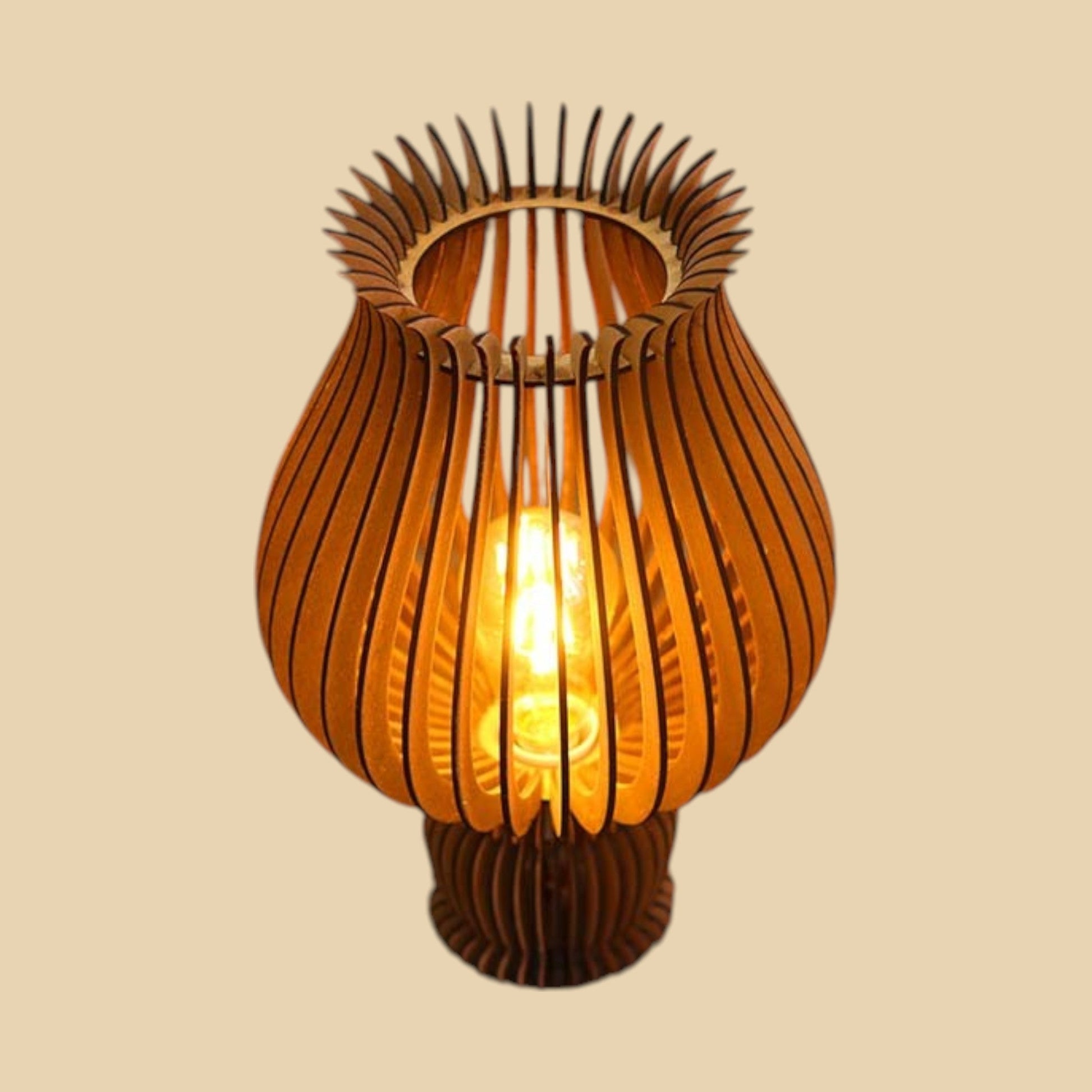 Éclat Tulipe – Lampe design ajourée en bois CREAFAMAX