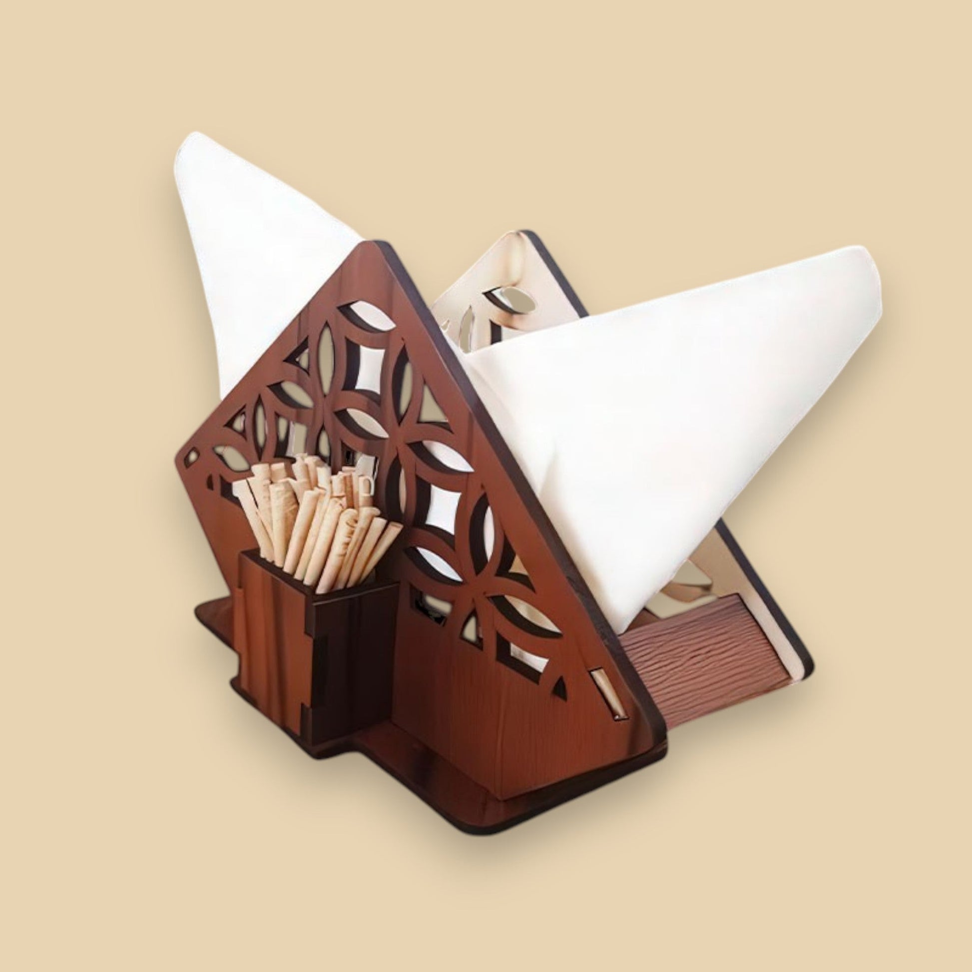 ServiZen  –  Porte-serviettes bois avec support cure-dents CREAFAMAX