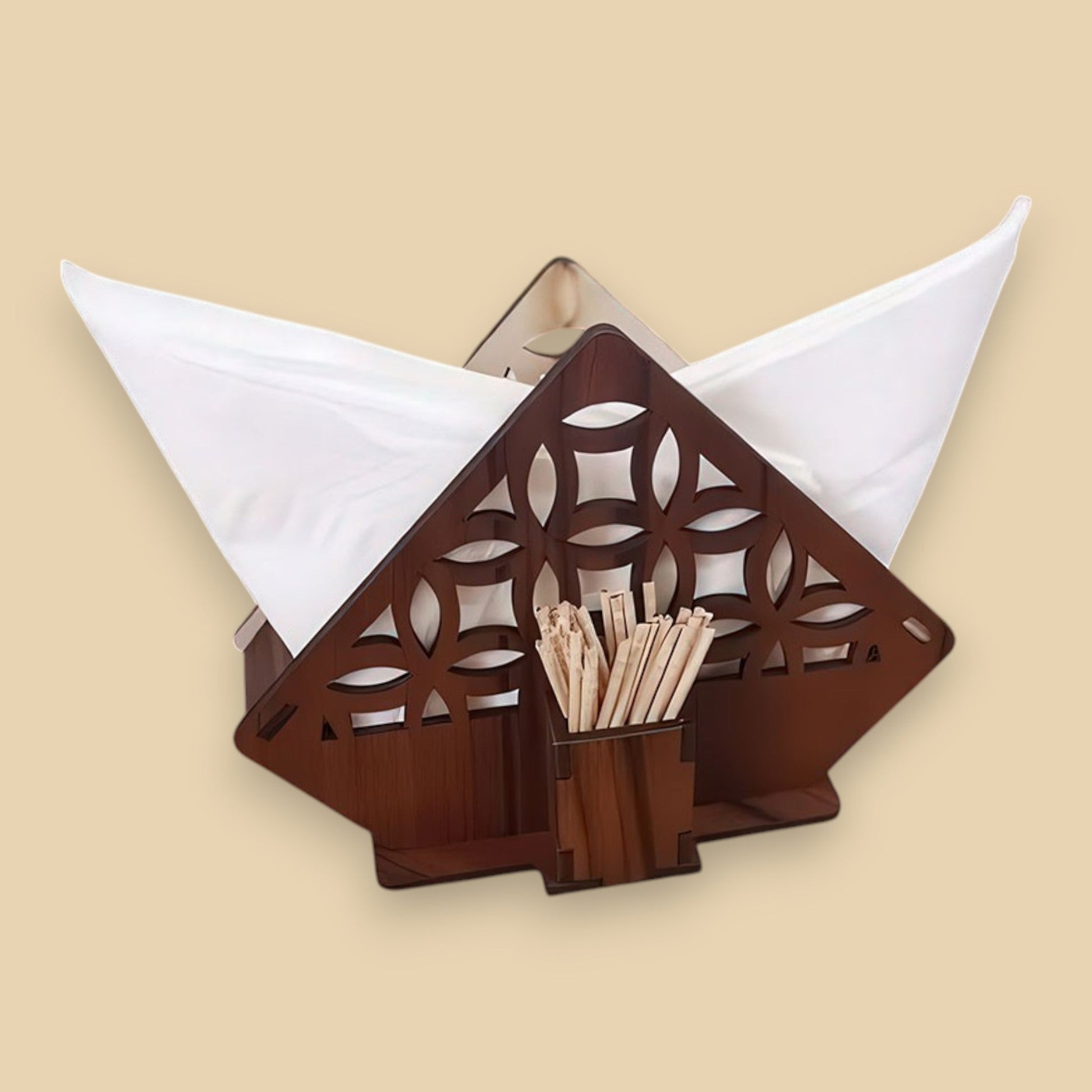ServiZen  –  Porte-serviettes bois avec support cure-dents CREAFAMAX