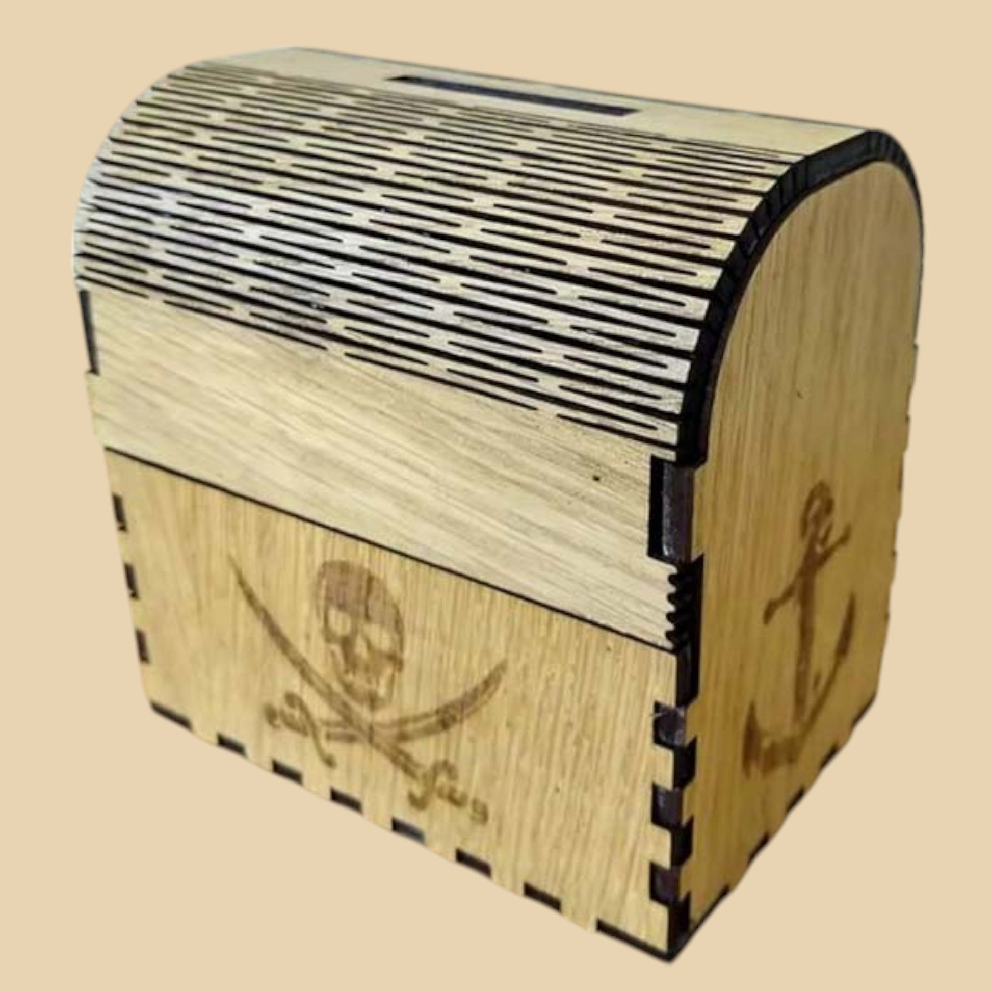 Tirelire Pirate – Coffre au trésor en bois gravé CREAFAMAX