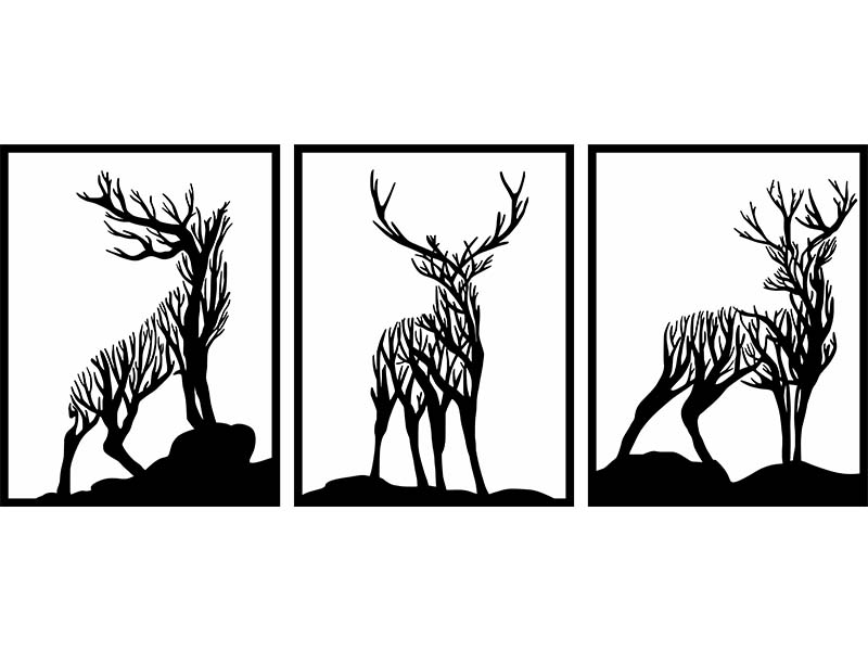 Forêt Royale – Triptyque mural cerfs & nature CREAFAMAX