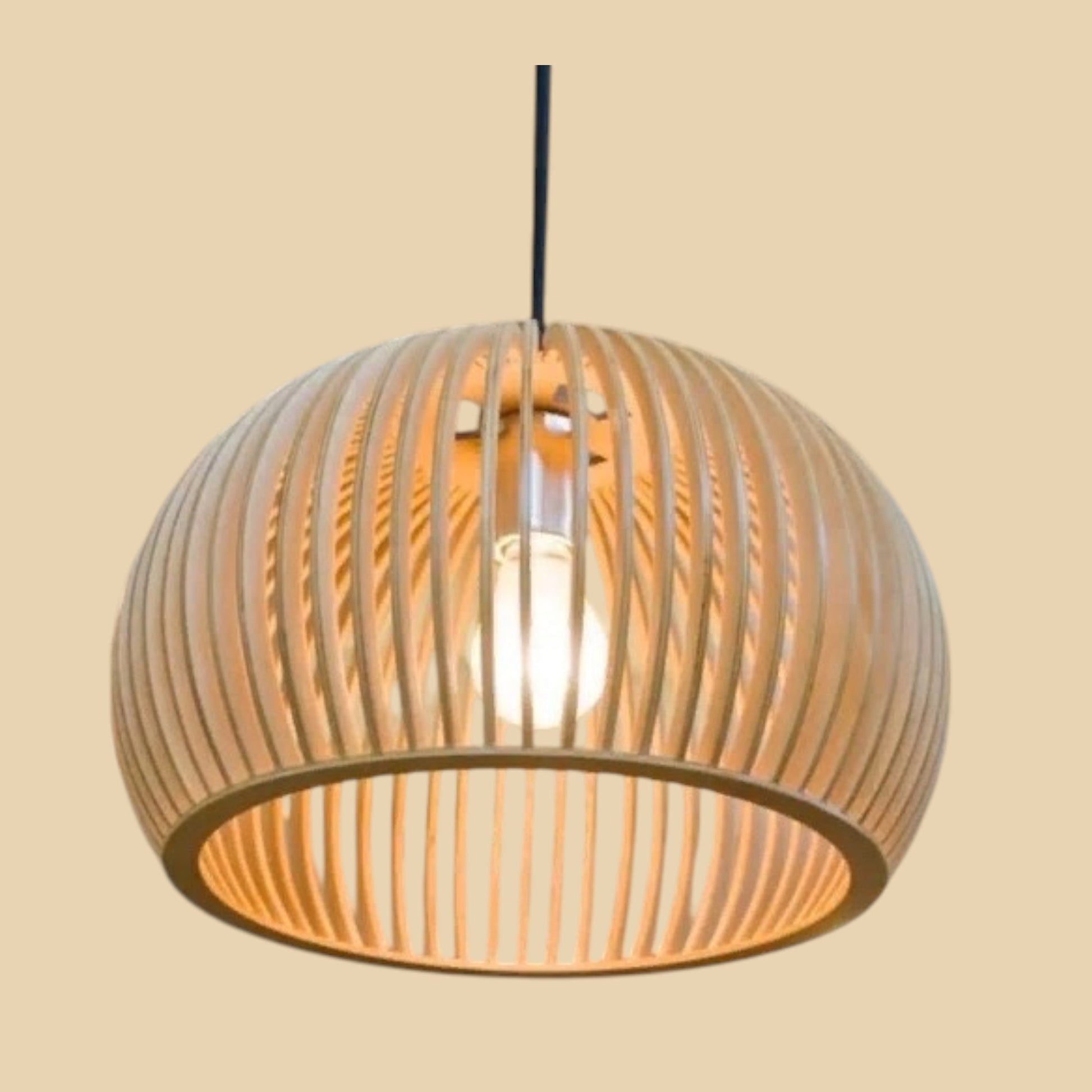 Halo Naturel – Suspension lumineuse en bois sculpté CREAFAMAX